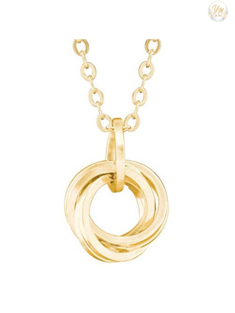 14K Yellow Gold Filled Love Knot Circle Pendant Necklace 18